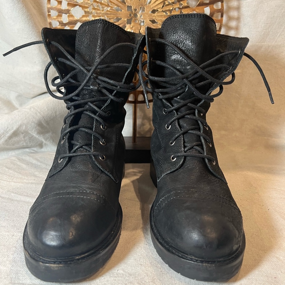 All Saints Black Lace Up Boots - Picture 6 of 9